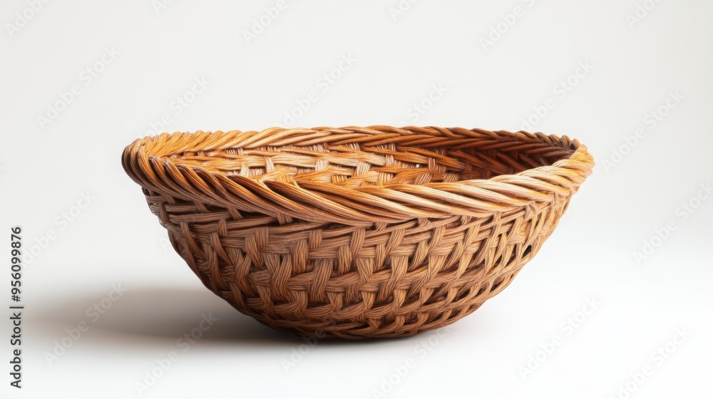 Obraz premium Wicker basket without handles on white background.