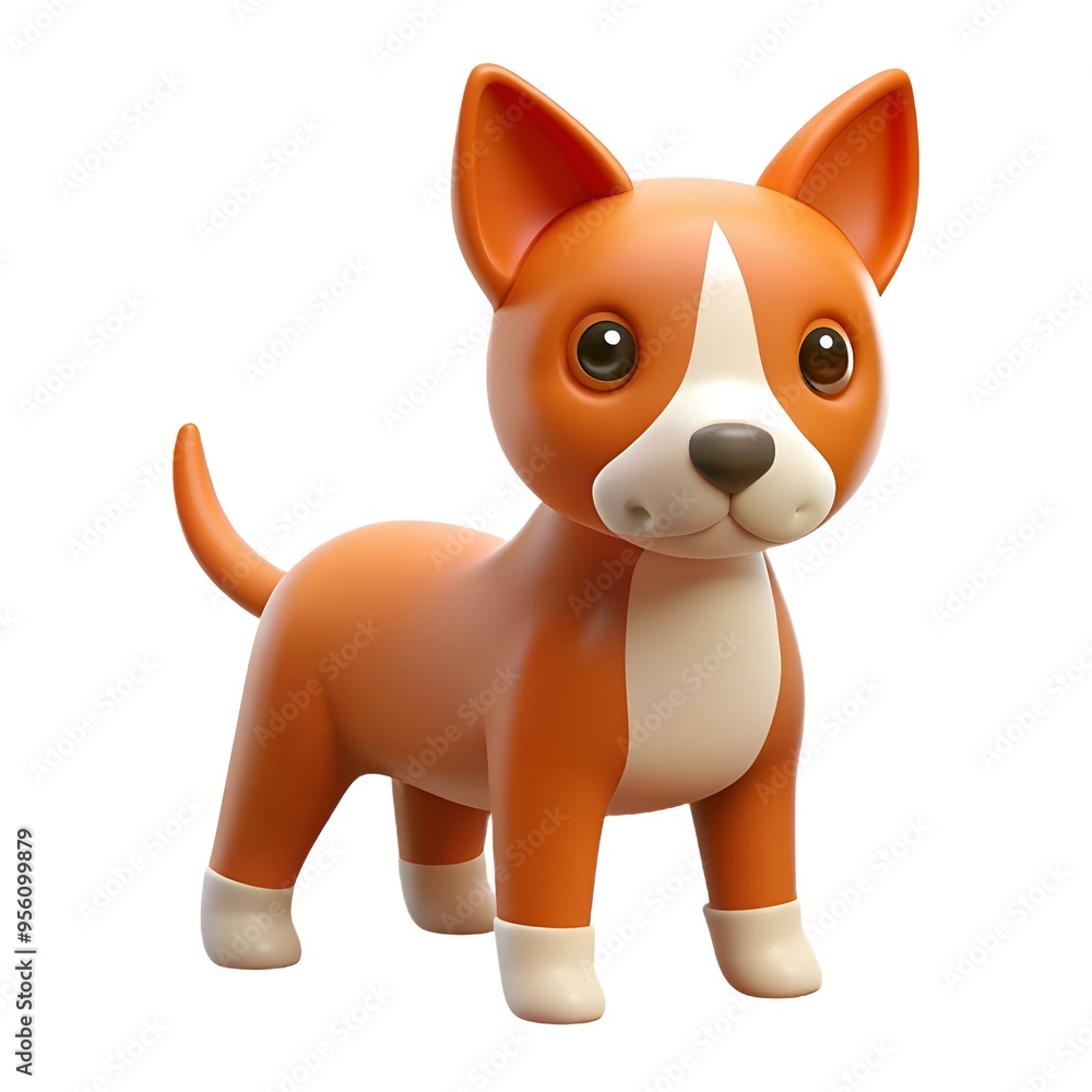 Adorable 3D rendered cartoon puppy with big brown eyes. standing with a friendly expression. Adorable 3D rendered cartoon puppy with big brown eyes. standing with a friendly expression.
