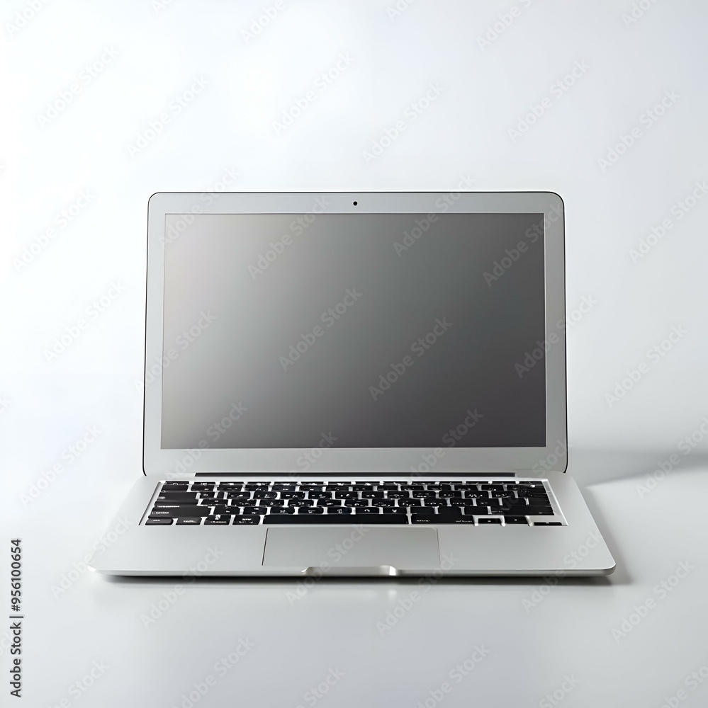 A sleek. modern laptop with a blank screen. ready for your design or message. A sleek. modern laptop with a blank screen. ready for your design or message.