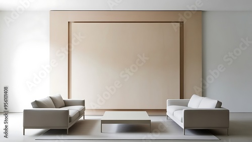 Sleek Frame Poster Mockup in a Modern Interior, Perfect for Showcasing Your Art, Photography, or Design in a Realistic Setting