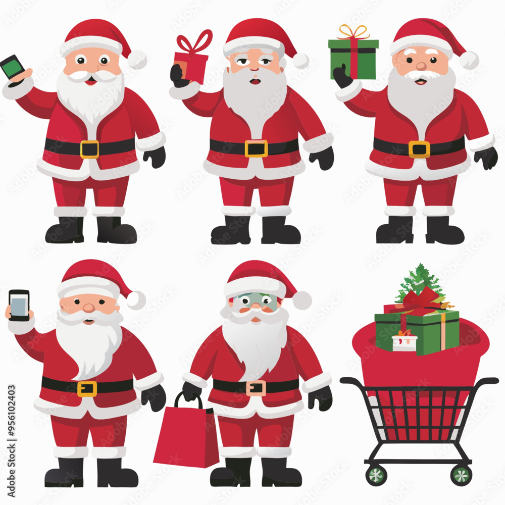 Festive Santa Claus Illustrations for Print-on-Demand T-Shirts and Christmas Apparel Festive Santa Claus Illustrations for Print-on-Demand T-Shirts and Christmas Apparel
