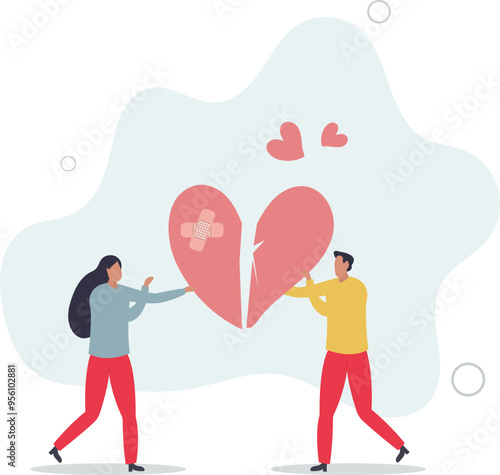 Forgiveness to keep relationship last long, togetherness or love couple concept.flat design with people.