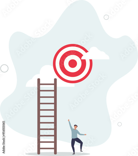 disappointment or mission fail, hopeless on unreachable target concept.flat design with people.