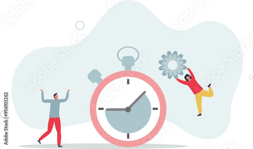 manage resources and time to optimize best work result, increase performance with effective process.flat design with people.