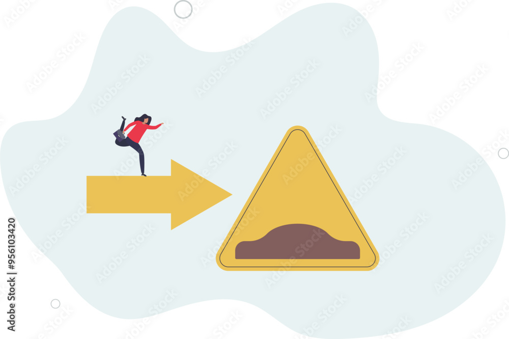 beware of crisis ahead or recession, economic depression concept.flat design with people.