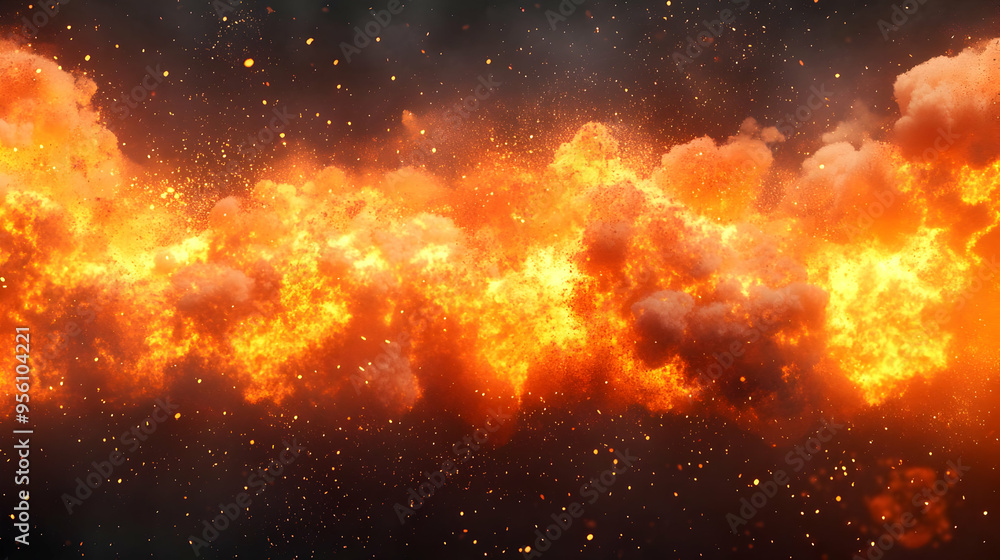 Fiery Explosion with Smoke and Sparks Fiery Explosion with Smoke and Sparks
