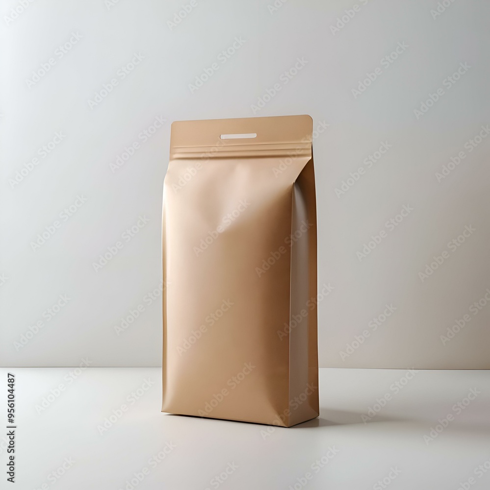 Blank brown stand up pouch with zipper closure and hang hole. Blank brown stand up pouch with zipper closure and hang hole.