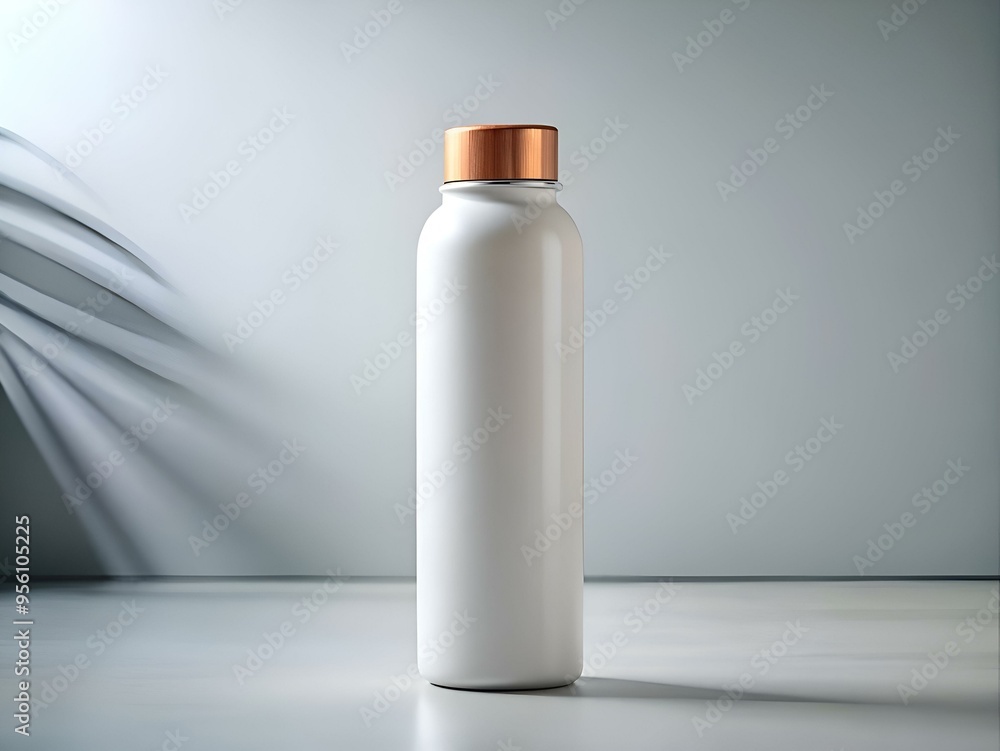 Minimalist white bottle with a copper lid. perfect for showcasing your product. Minimalist white bottle with a copper lid. perfect for showcasing your product.
