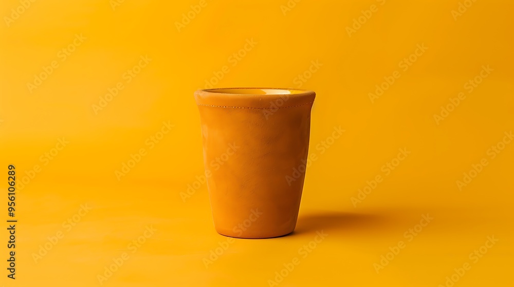 Isolated suede beverage holder with a yellow backdrop Isolated suede beverage holder with a yellow backdrop
