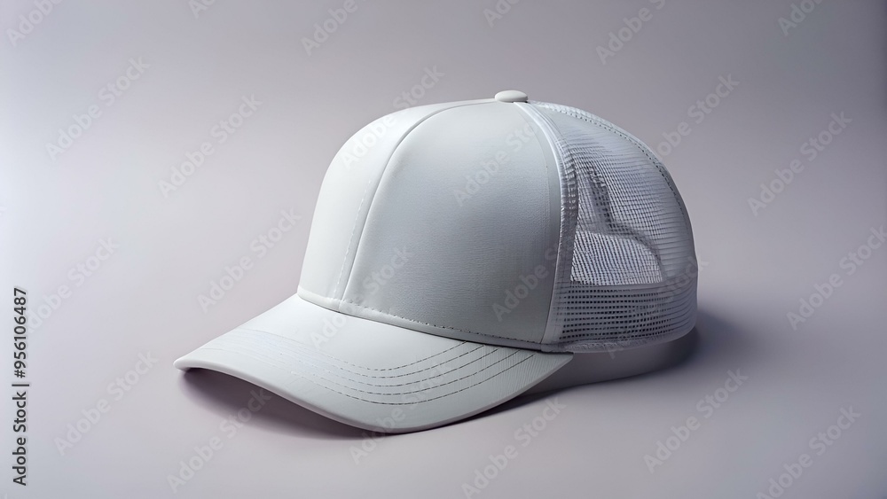 A crisp white trucker hat with a mesh back. perfect for adding a touch of casual style to any design. A crisp white trucker hat with a mesh back. perfect for adding a touch of casual style to any design.