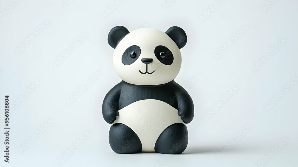 Cute Panda Bear Figurine on White Background Cute Panda Bear Figurine on White Background