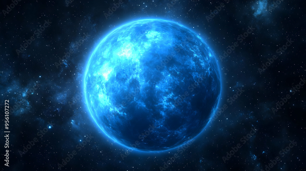 Fototapeta premium Blue Planet in Space with Stars and Galaxies