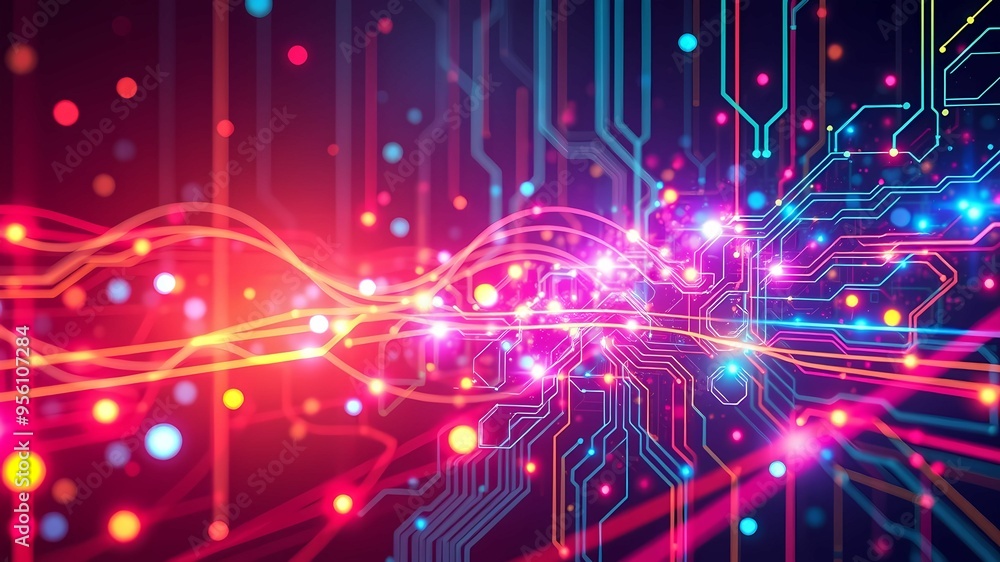 Abstract Circuitry with Multicolored Light Effects Abstract Circuitry with Multicolored Light Effects