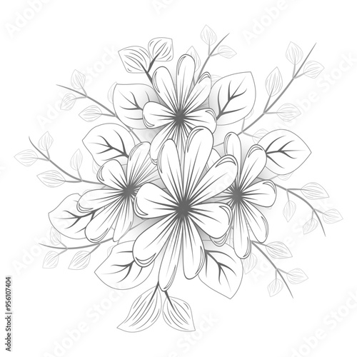 Wallpaper Mural Doodle  flower design for coloring book Torontodigital.ca