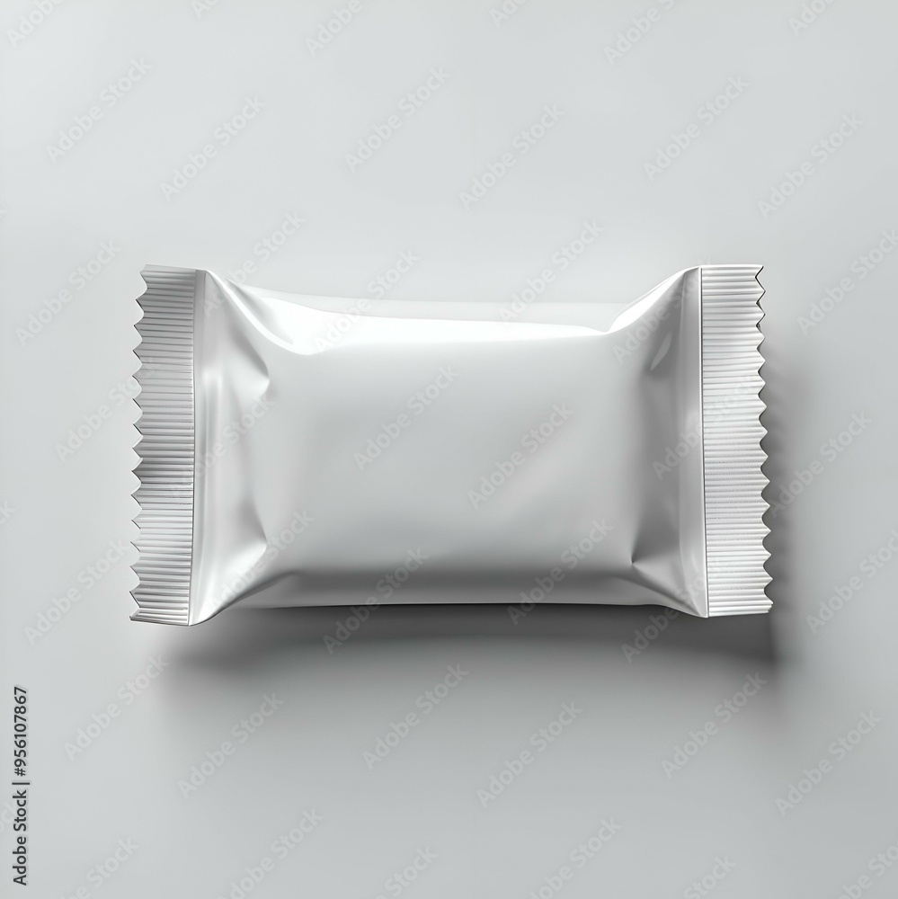 Blank white flow pack pouch isolated on white background. Blank white flow pack pouch isolated on white background.