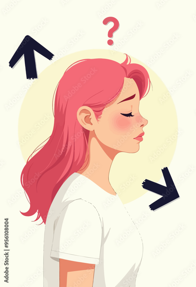 Pondering Pink: A Woman's Thoughtful Expression Pondering Pink: A Woman's Thoughtful Expression