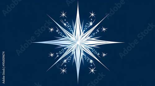 Abstract Blue Starburst Design with Twinkling Stars