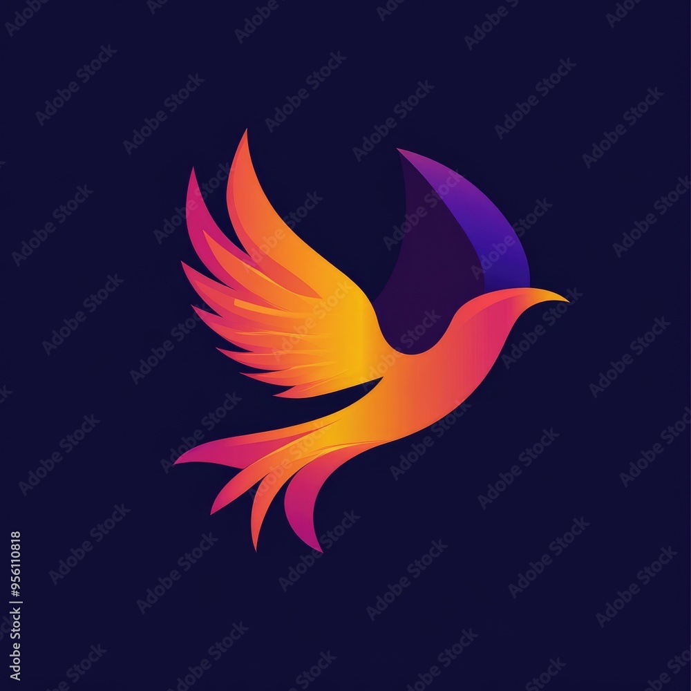 Abstract Gradient Bird in Flight with Spread Wings Abstract Gradient Bird in Flight with Spread Wings