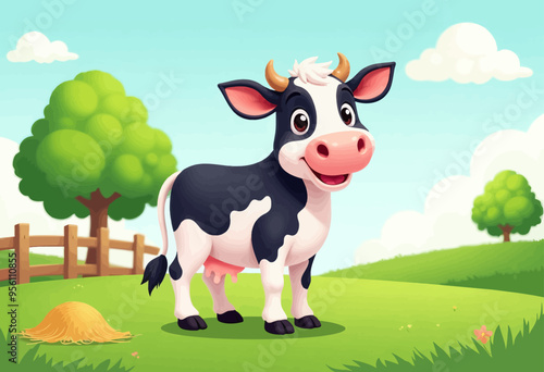 Friendly Cow Standing in Pasture