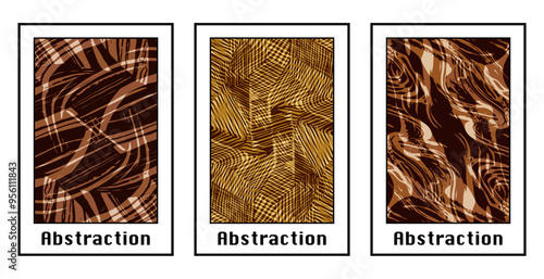 Set of 3 Abstract pattern. Illustration for printing on wall decorations. For use in graphics.