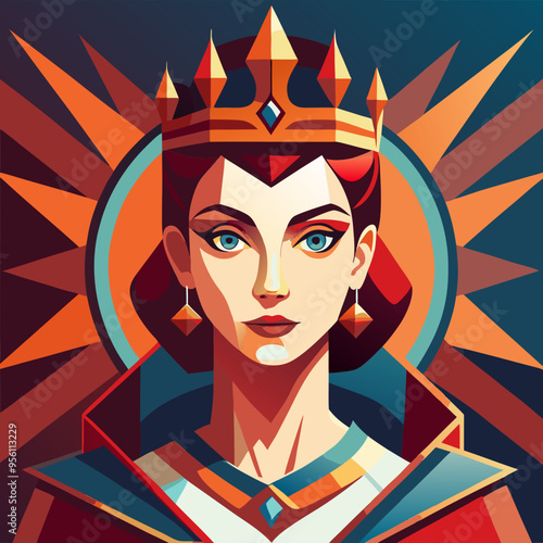 queen royal woman vector cartoon illustration