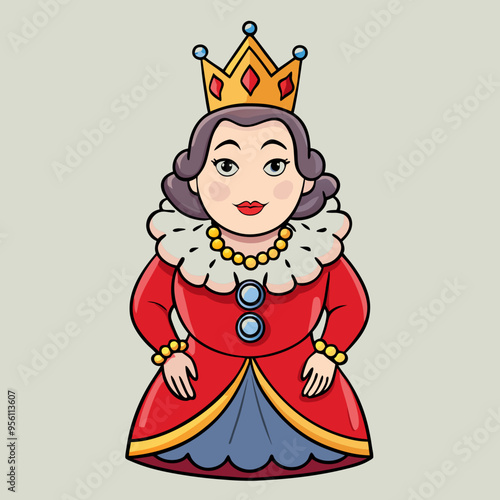 queen royal woman vector cartoon illustration