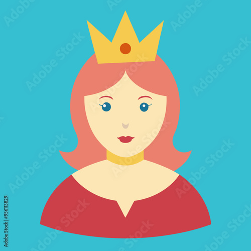 queen royal woman vector cartoon illustration