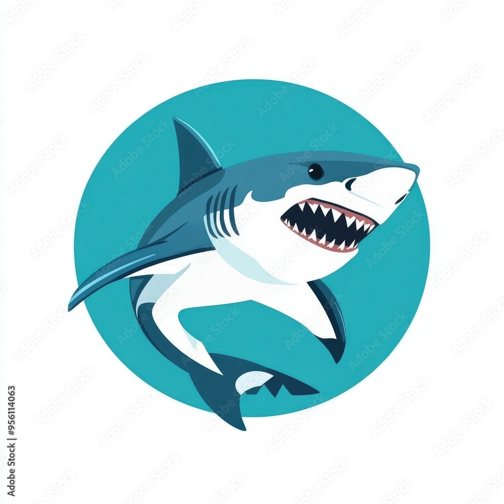 Great White Shark Illustration with Open Mouth Great White Shark Illustration with Open Mouth