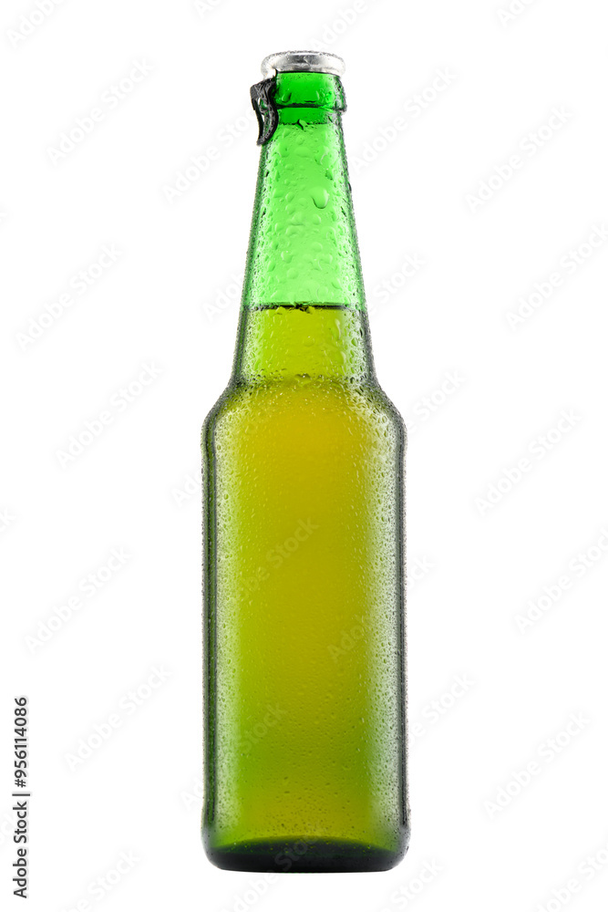 a bottle full of beer, isolated on a white background, a close-up view of the object a bottle full of beer, isolated on a white background, a close-up view of the object