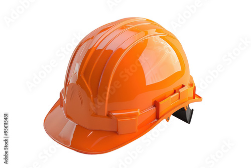 A bright orange hard hat designed for construction and safety, symbolizing protection and compliance on job sites. photo