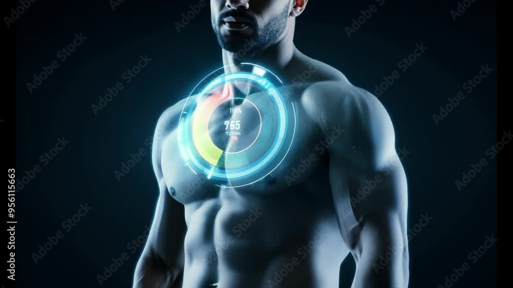 man body HUD interface display. 4K video man body HUD interface display. 4K video