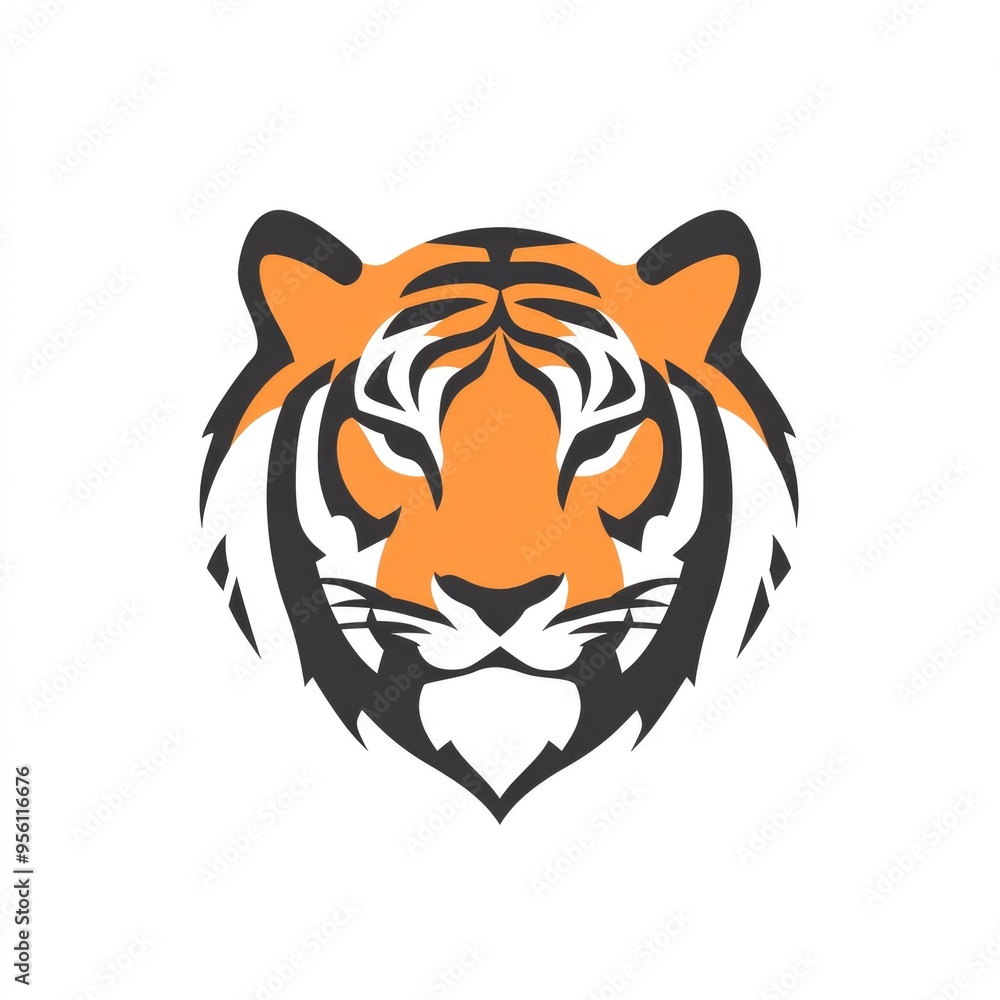 Stylized Illustration of a Tiger's Head Stylized Illustration of a Tiger's Head