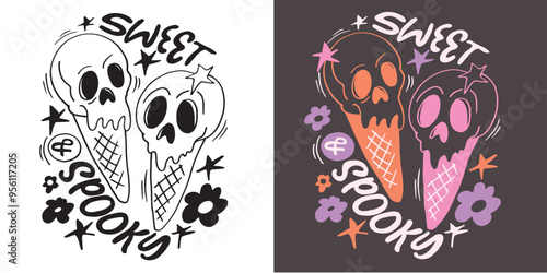 Happy Halloween vibe. Cute hand drawn doodle lettering quote. Lettering for t-shirt design, mug print, bag print, clothes fashion. 100% hand drawn vector image.