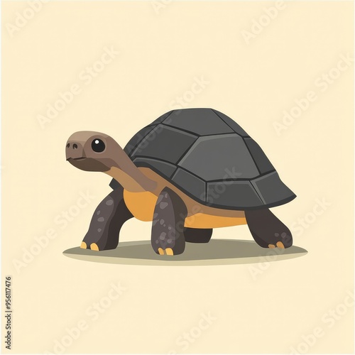 Cartoon illustration of a brown and black tortoise photo