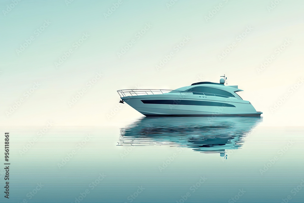 A sleek white yacht gracefully glides across tranquil waters, its reflection mirroring the serenity of the scene. A sleek white yacht gracefully glides across tranquil waters, its reflection mirroring the serenity of the scene.