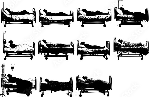 Silhouette Illustration of Patient Resting on Hospital Bed
