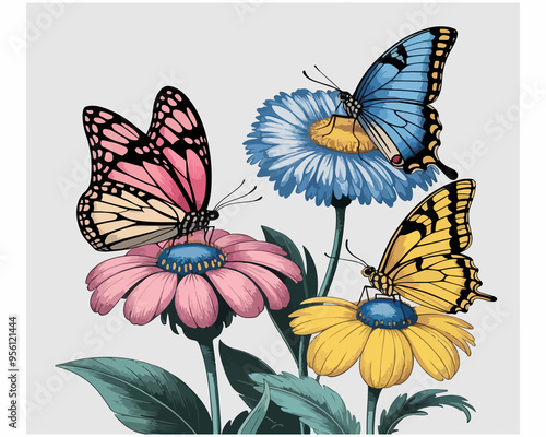 butterfly and flowers