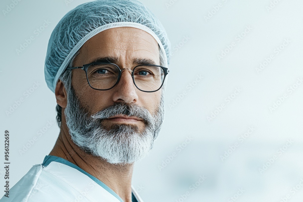 Precision in Practice: Anesthesiologist Preparing for Surgery in a Minimalist Setting with Copy Space Precision in Practice: Anesthesiologist Preparing for Surgery in a Minimalist Setting with Copy Space