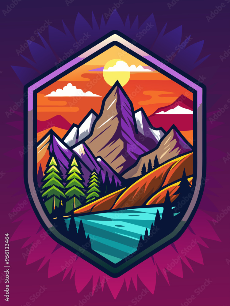 Mountain Landscape with Sunset and Lake Mountain Landscape with Sunset and Lake