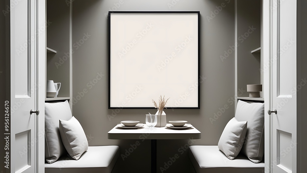 Elegant frame mockup with a blank space for your artwork or photo, set against a minimalist background, perfect for showcasing designs. Elegant frame mockup with a blank space for your artwork or photo, set against a minimalist background, perfect for showcasing designs.