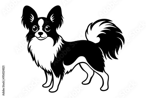 Papillon Dog Silhouette Vector Illustration Clipart photo