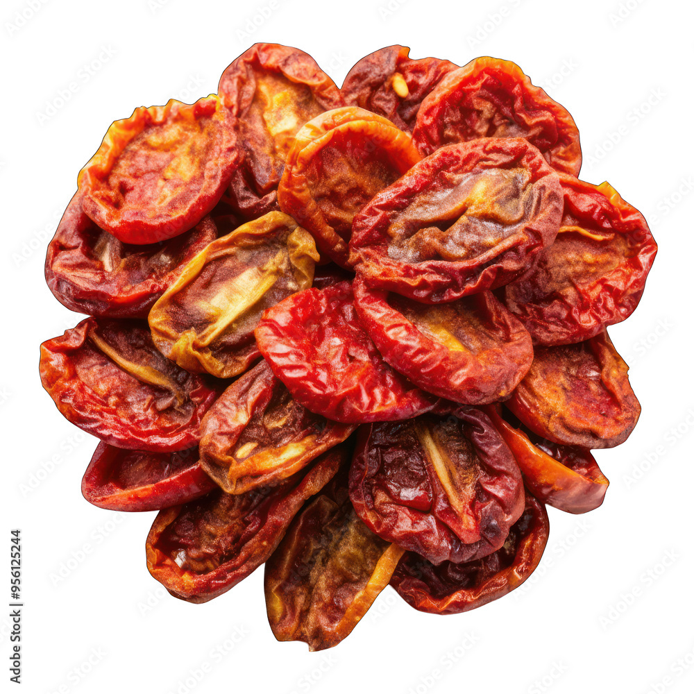 Sun dried tomatoes top view isolated on transparent background Sun dried tomatoes top view isolated on transparent background