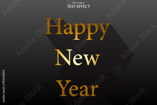 Happy New Year Editable Greeting Text. photo