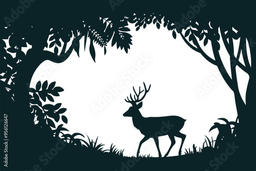 Deer Silhouette Bundle in Vector Clip Art Style