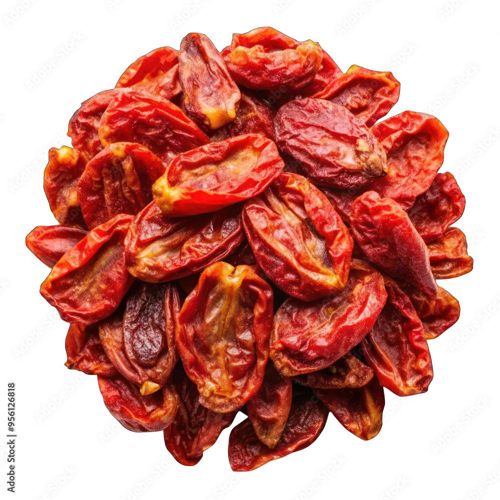 Sun dried tomatoes top view isolated on transparent background Sun dried tomatoes top view isolated on transparent background
