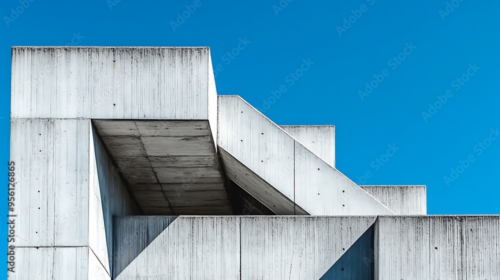 Fototapeta premium Concrete Architecture Against a Bright Blue Sky