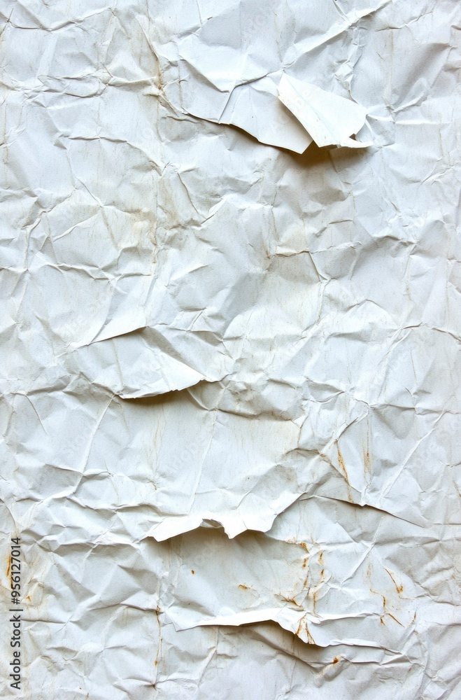 Crumpled White Paper with Brown Stains Crumpled White Paper with Brown Stains