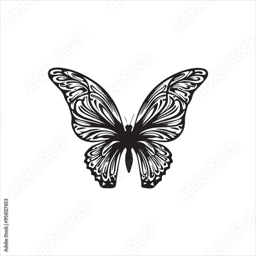 batterfly Silhouette logo art vector illustration white background. photo