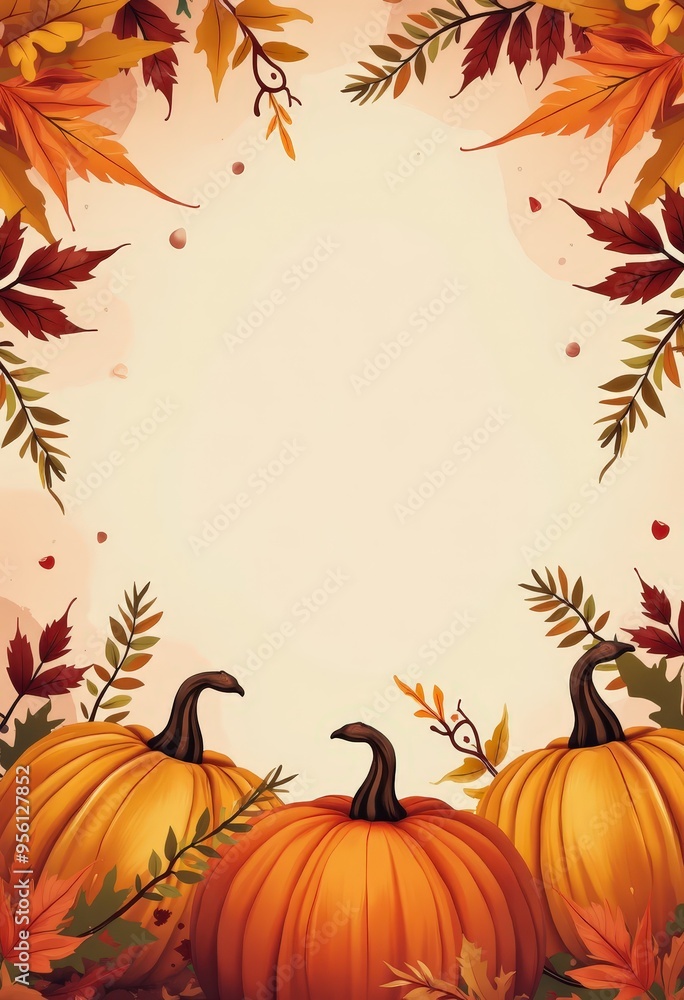 Autumn Leaves and Pumpkins Frame Autumn Leaves and Pumpkins Frame