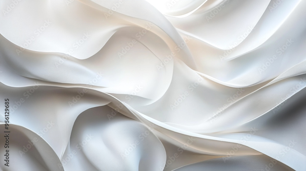 Fototapeta premium Softly draped white fabric creating elegant waves in natural light